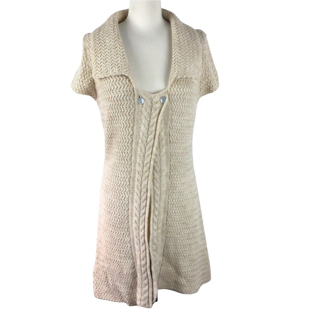 St. Ambecco‎ Italian Wool Blend Long Cream Sweater, Medium